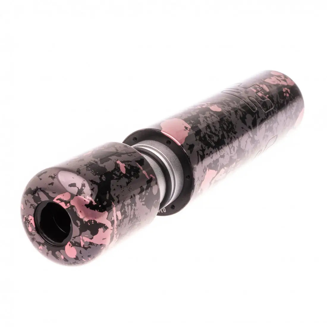 Vladi blad ultron 4 camo grey pink cylindrical vape pen with black and pink splatter pattern and silver accents