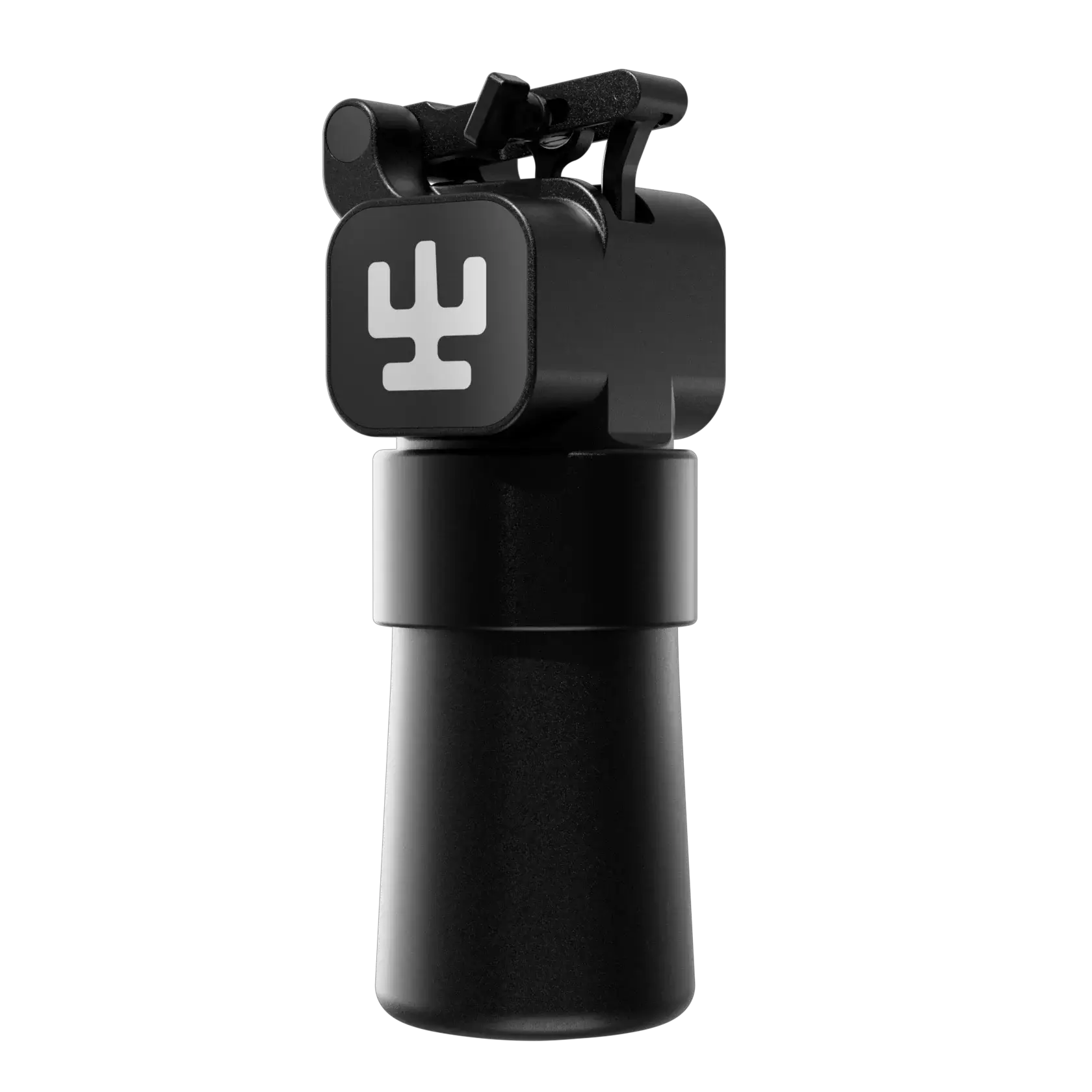 Schwarze zylindrische Kamerahalterung VLAD BLAD Ultron 4 Pro Blackout mit weißem stilisiertem Logo auf der oberen Platte