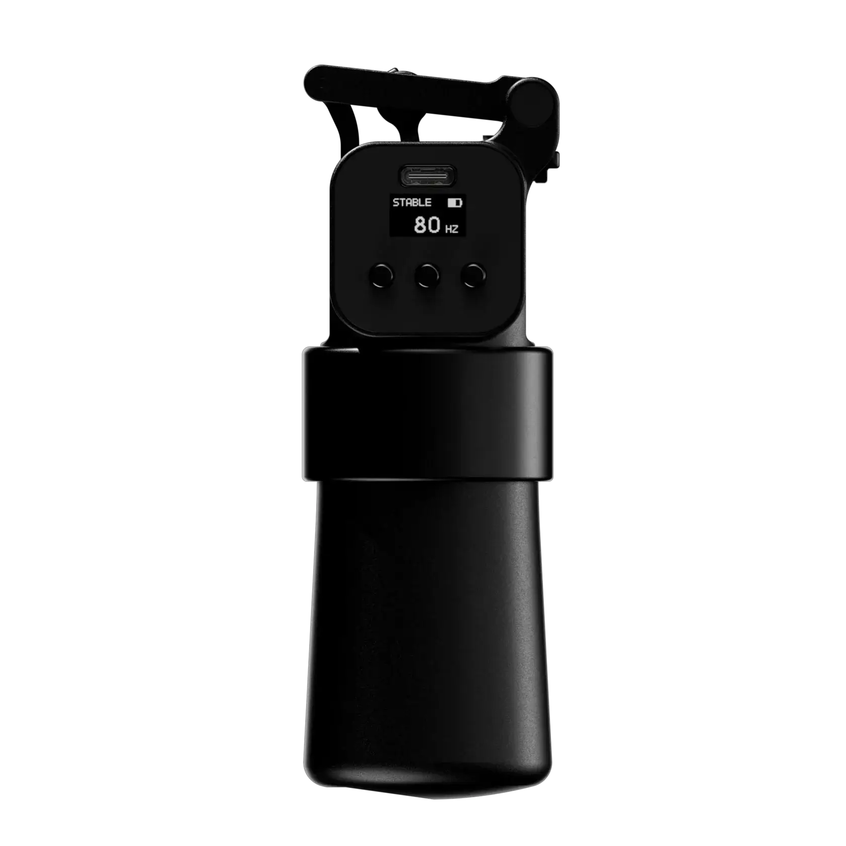 Vlad blad ultron 4 pro blackout black handheld gimbal stabilizer with digital display showing stable 80 hz and three buttons