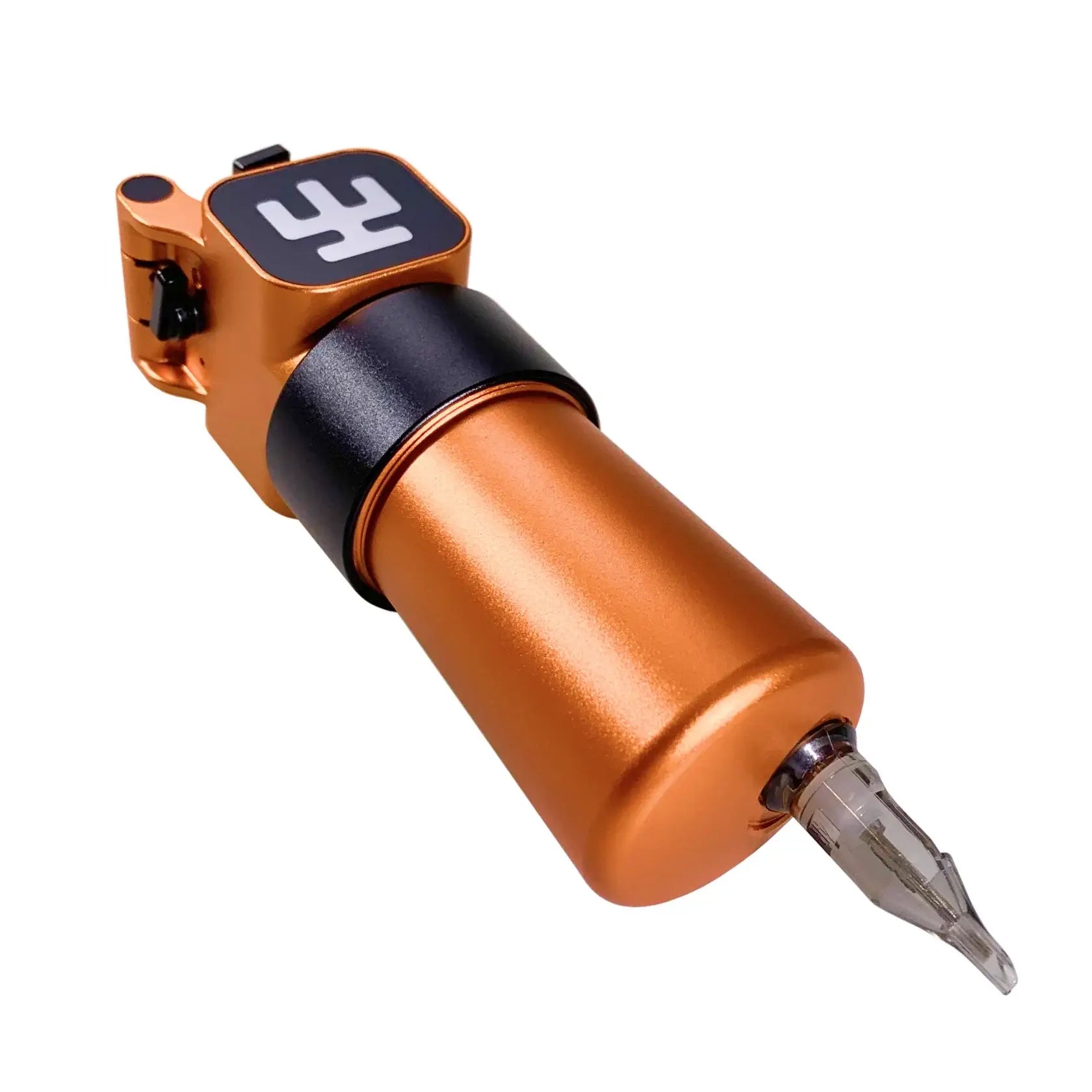 VLAD BLAD ultron 4 pro Clockwork Orange orangefarbene metallische Tätowiermaschine mit schwarzen Akzenten und klarem Nadel-TIP