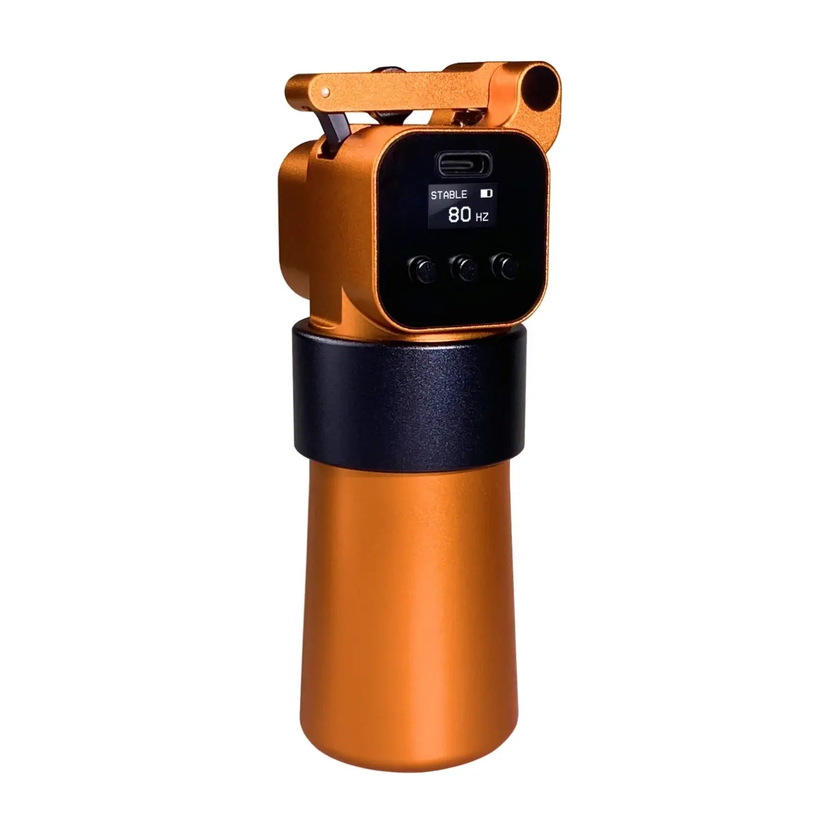 alt
Orangefarbenes metallisches VLAD BLAD Ultron 4 Pro Clockwork-Orange-Gerät mit digitaler Anzeige, die stabile 80 Hz und drei Tasten zeigt