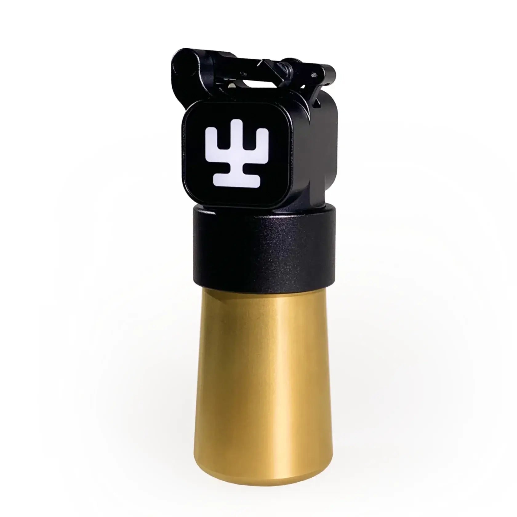VLAD BLAD Ultron 4 Pro harte, schwarze und goldene zylindrische Kamerahalterung mit weißem Kaktus-Logo oben