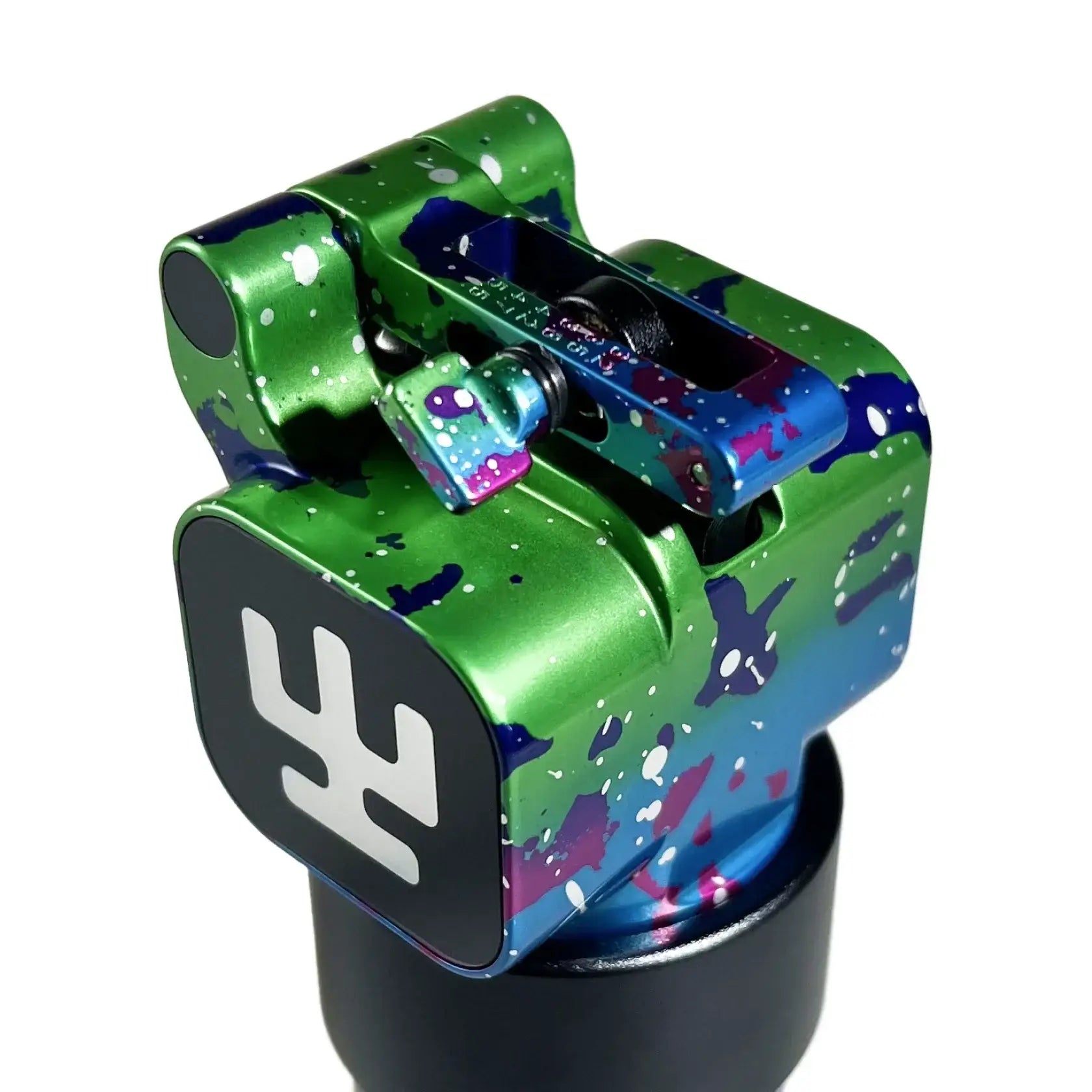 VLAD BLAD Ultron 4 Pro Fahrradvorbau mit lebendiger grüner und blauer Spritzlackierung und schwarzer Logoplatte aus Metalllegierung