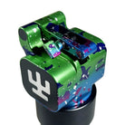 VLAD BLAD Ultron 4 Pro Fahrradvorbau mit lebendiger grüner und blauer Spritzlackierung und schwarzer Logoplatte aus Metalllegierung