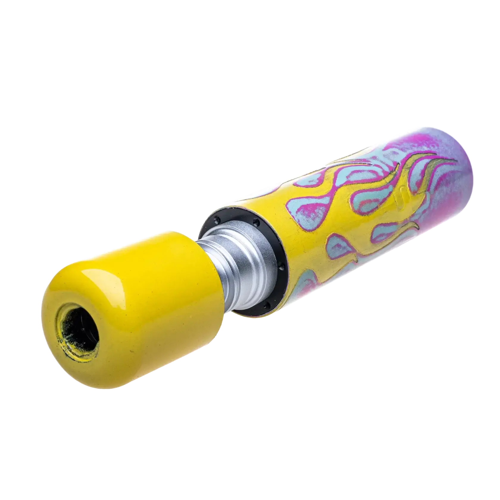 Vlad blad ultron 4 sergey shpigel flame yellow pink skateboard grip tape with vibrant yellow purple flames and metallic silver core
