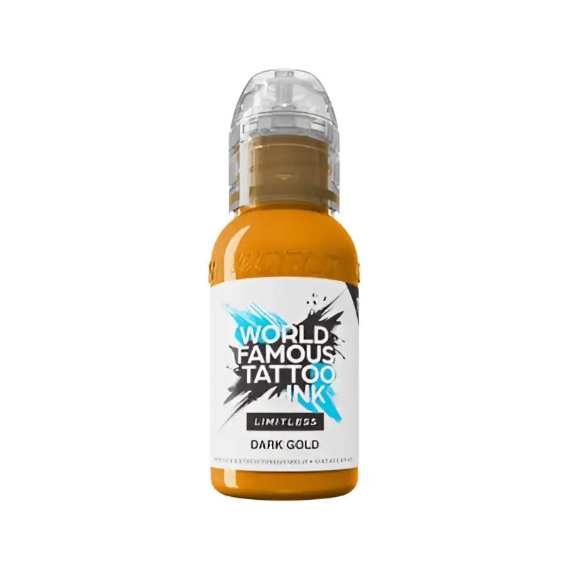 Dunkelgold world famous grenzenlose Tätowier-Farben in einer klaren 30ml-Kunststoffflasche mit transparentem Deckel für den professionellen Einsatz