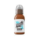 A sleek transparent bottle of world famous limitless tattoo ink in medium skin 2 shade from michele turco portrait set