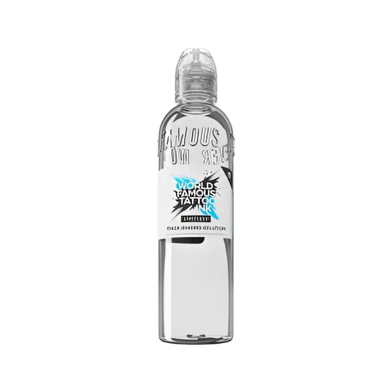 Clear glass bottle with silver cap of world famous limitless tattoo ink thick shading solution 120ml